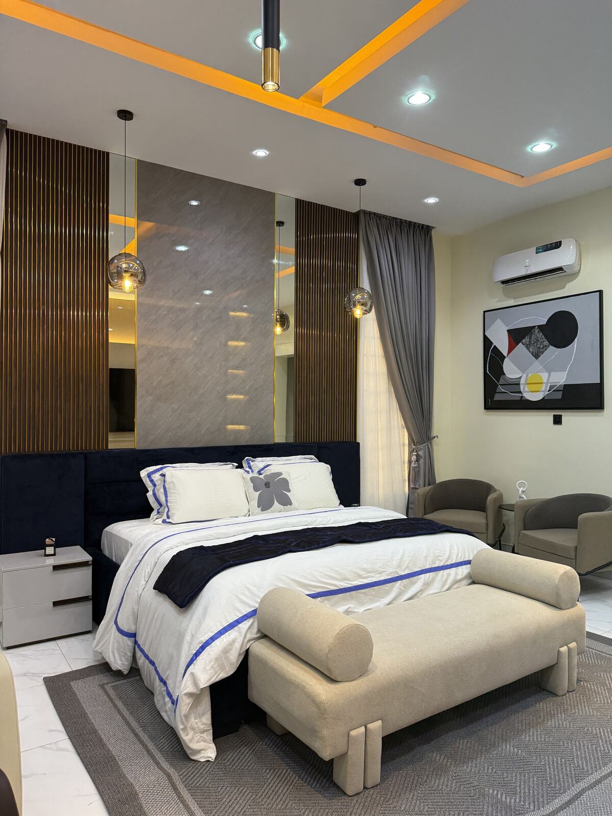 Luxury navy bedroom suite